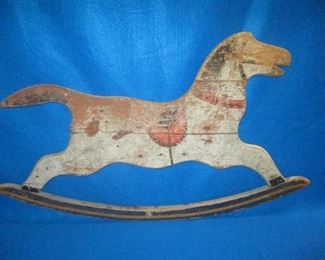 Old Painted panel to a wood rocking horse