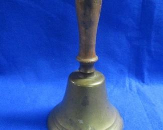 Old Brass School Bell w/ Wood handle