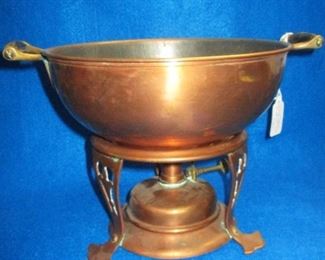 Jos Heinrich Copper Chaffing Dish Bowl with stand and burner