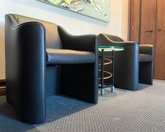 Vintage “Esquire” Leather Club Chairs By Luigi Massoni & Giorgio Cazzaniga For Matteo Grassi, Pair