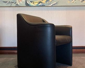 Vintage “Esquire” Leather Club Chairs By Luigi Massoni & Giorgio Cazzaniga For Matteo Grassi, Pair
