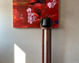 Tall Pedestal Stand With Textured Stainless Steel
