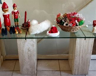 Glass top pedestals & Christmas stuff