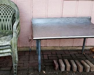 Stack chairs & stainless work table