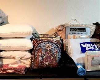 Pillows, bedding etc.