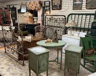 Several iron beds from rooms 