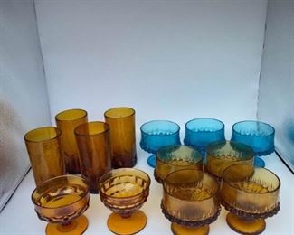 Vintage Amber and Blue Glass