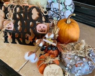 A variety of creative, holiday decor for sale.
