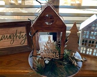 A variety of creative, holiday decor for sale.