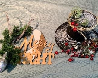 A variety of creative, holiday decor for sale.