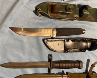 Military, Hunting and Fishing Knives. All knives are removed from the house each night 