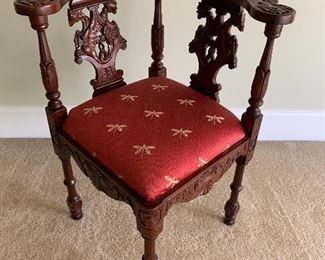Carved Corner Arm Chair
