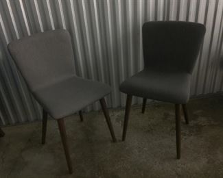 2 brand new Mid-Century Sede Thunder Gray walnut Article Chairs. Solid Walnut legs