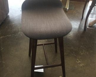 Article Sede black Leather Walnut Mid-Century Counter Stool