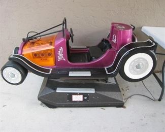 Ride-on coin-op car. Lights up, works great! 25 Cents per ride (Children only lol) 