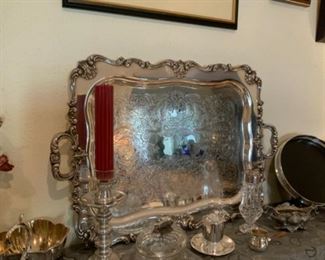 Vintage WSB 135 Silver Plate Platter-Gorgeous, Heavy, & Ornate