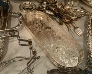 Corporate Mark Alpha Granted by Cutler Co. Alpha Plate Made In England by Chased Reticulated Silver Plate Tray