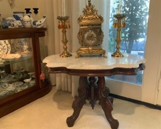 Victorian Marble Top Parlor Accent Table