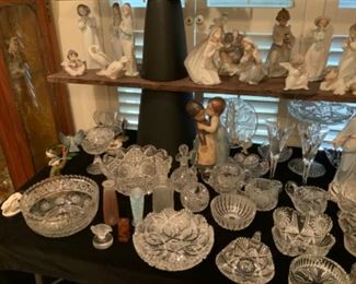 Antique Cut Glass Crystal, Lalique, & Sabino