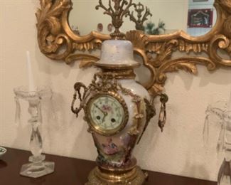 Antique French Bronze & Enamel Clock