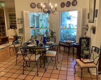 Wrought Iron & Beveled Glass Table & Chairs
