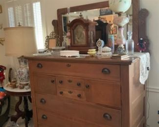 Unique Oak Dresser with Beveled Mirror