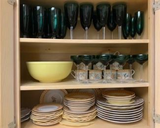 Americana “Cherub” Dishes by Omnibus & Pyrex Yellow Mixing Bowl