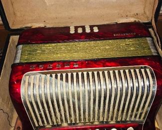 Hohner sparkly red acordion with carrying case