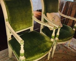 we have a set of four ORIGINAL 18th-early 19th c French Directoire armchairs (unusual to have a set of 4)