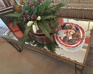 fine French beaded flowers (many bouquets of them) and notice the minature mirrors, card boxes, and several Netsukes