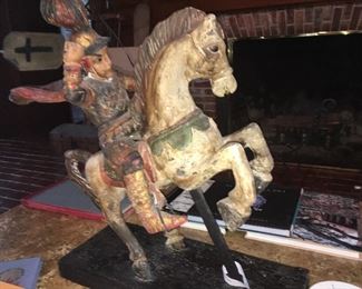 Large 19th century Mexican Santos on Horsebak