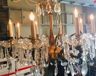 original to the A Hayes Town designed mansion--a 10 arm chandelier (that works!)