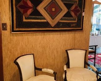 Set of four Louis the 15th leather chairs.