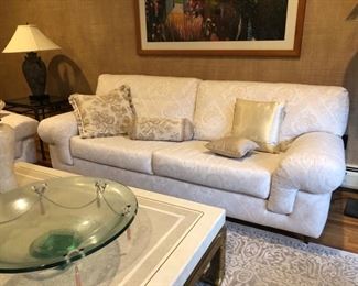 Pair Roche Bobois vintage upholstered sofas 