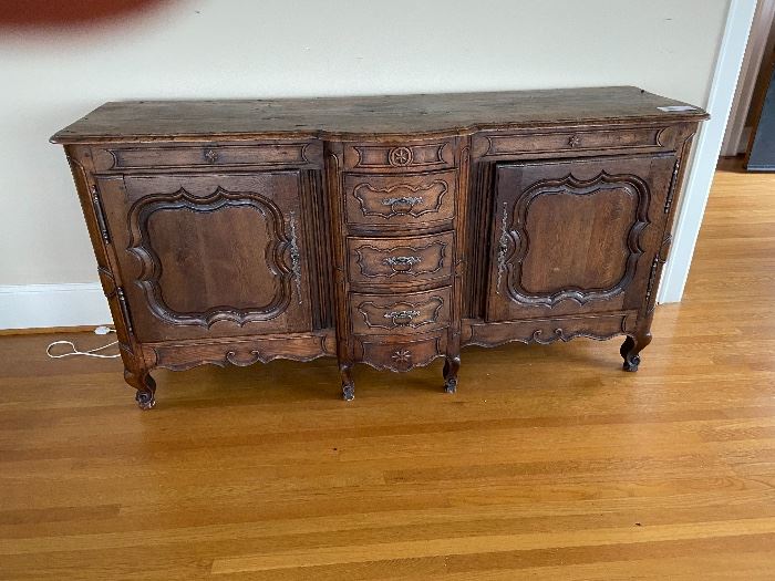 French 19th century  hand pegged antique sideboard 23d x 78.5w x 39h $1400 or best offer