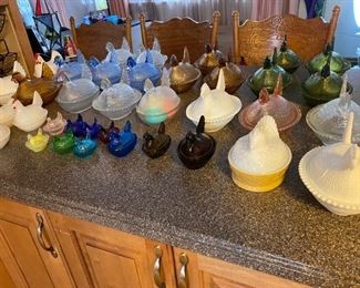 Collection of Glass Hens