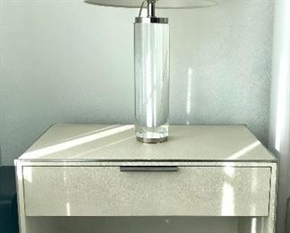 RH SAUNDERSON SHAGREEN
PAIR NIGHTSTANDS 
DOVE/POLISHED NICKEL
SOLD