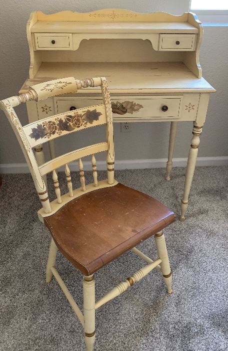 Ethan Allen Desk and L. Hitchcock Chair