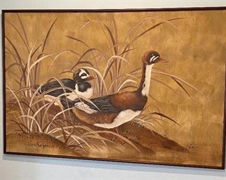 Huge Lee Reynolds 2 Ducks Painting 41x61x1.5in HxWxD