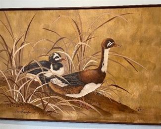 Huge Lee Reynolds 2 Ducks Painting 41x61x1.5in HxWxD