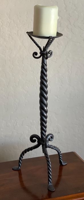 Artist Made Forged Iron Candle Stand 18x7x7in HxWxD