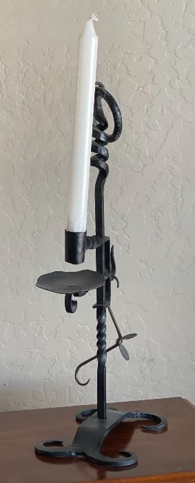 Rustic Forged Iron Candle Stand 18x7.5x5in HxWxD