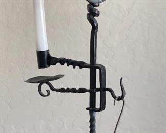 Rustic Forged Iron Candle Stand 18x7.5x5in HxWxD