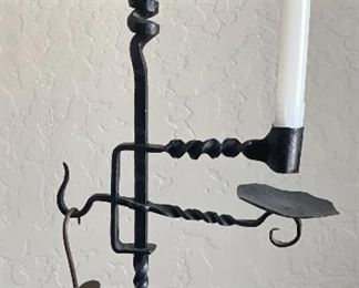 Rustic Forged Iron Candle Stand 18x7.5x5in HxWxD