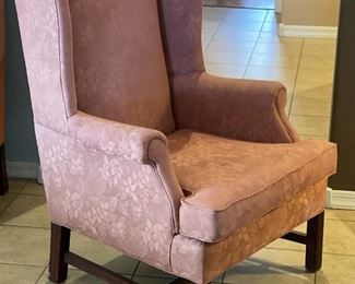 J Raymond Collection Wingback Chair Pink Floral Print #1