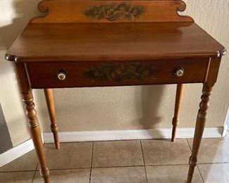 Hitchcock Classic Stenciled Maple 1 drawer Desk 33.5x32.5x17.5in HxWxD