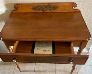 Hitchcock Classic Stenciled Maple 1 drawer Desk 33.5x32.5x17.5in HxWxD