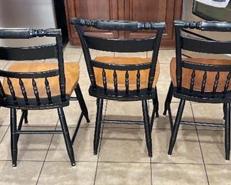 3pc Hitchcock Black Harvest Inn Stenciled Chairs 33x16x17in HxWxD