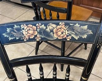 3pc Hitchcock Black Harvest Inn Stenciled Chairs 33x16x17in HxWxD