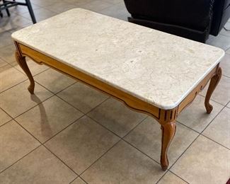 Vintage Marble Top Coffee Table 16x42x21in HxWxD